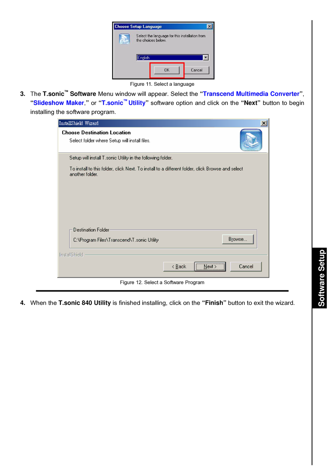 Transcend Information T.sonic 840 user manual Select a language 