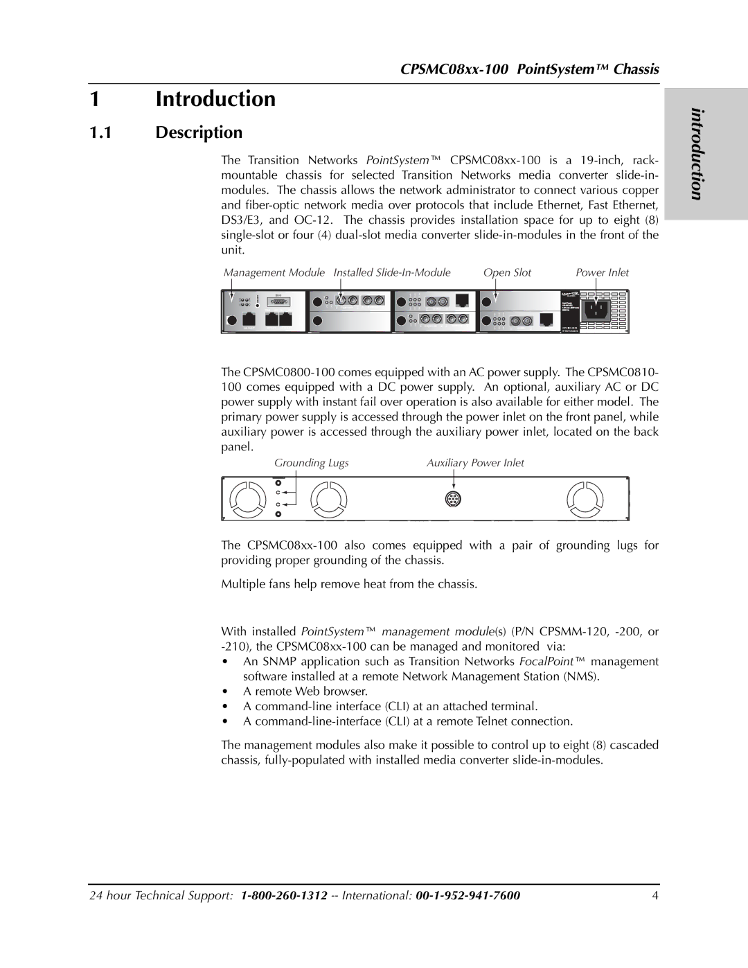 Transition Networks CPSMC0800-100, CPSMC0810-100 manual Introduction, Description 