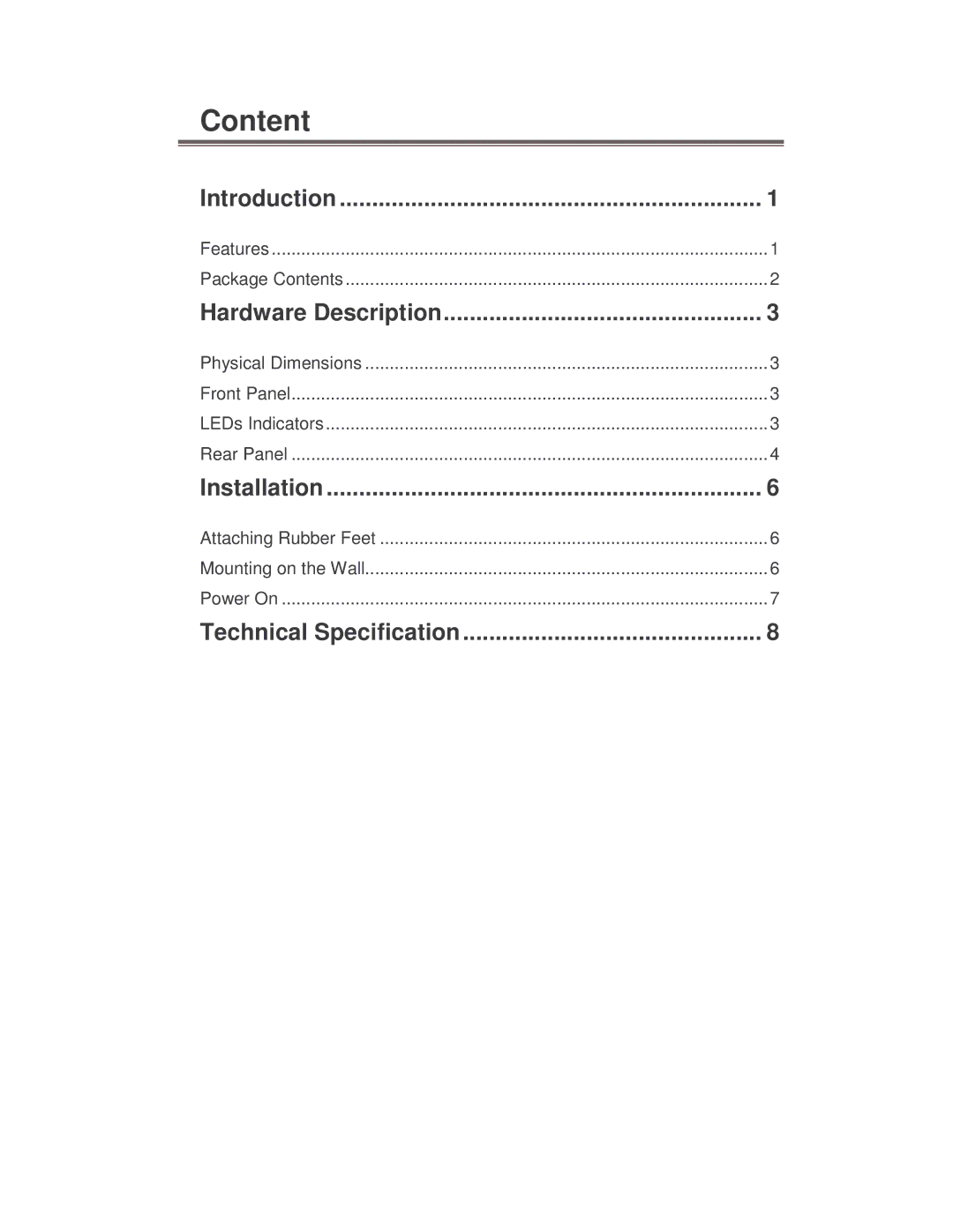 Transition Networks MIL-S8TA manual Hardware Description, Technical Specification 