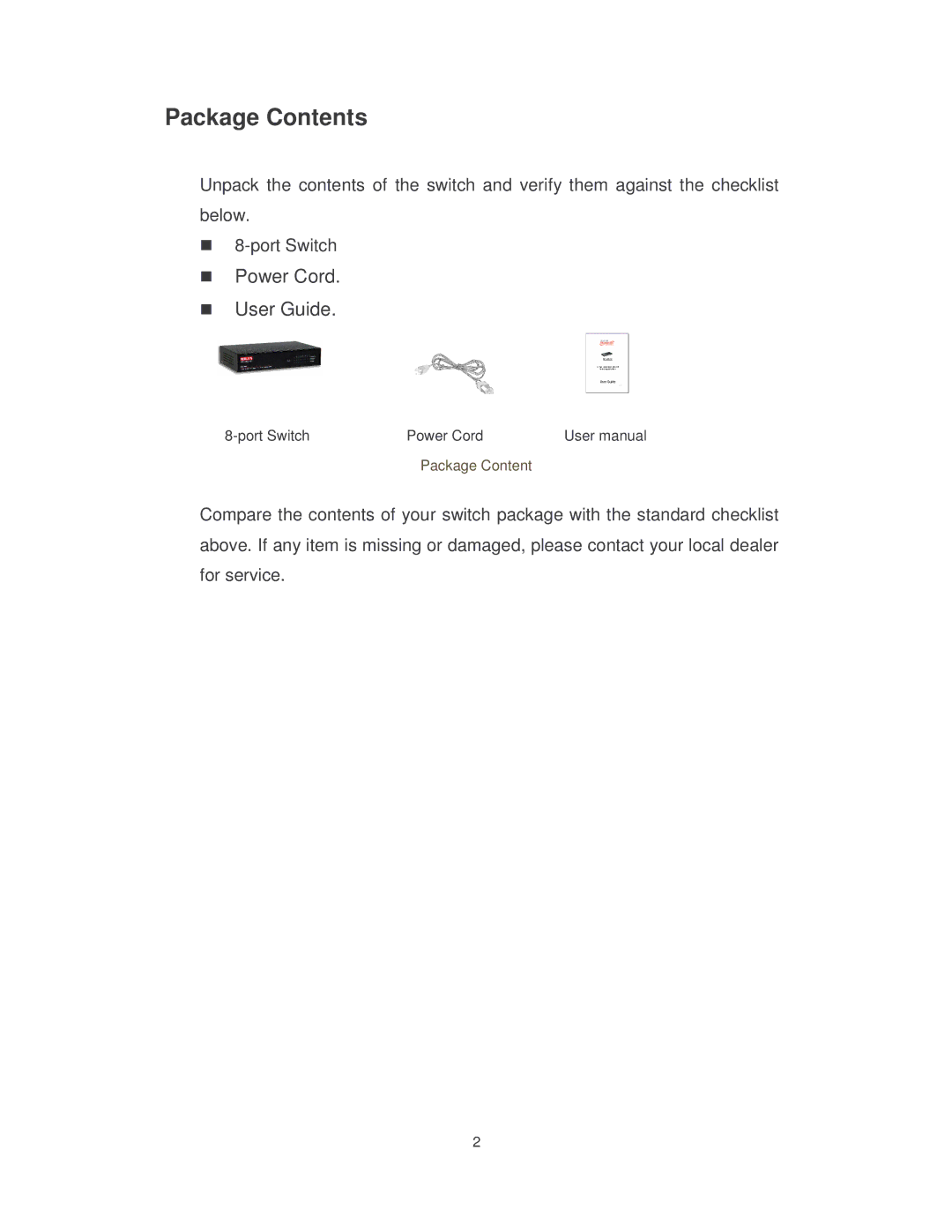 Transition Networks MIL-S8TA manual Package Contents 