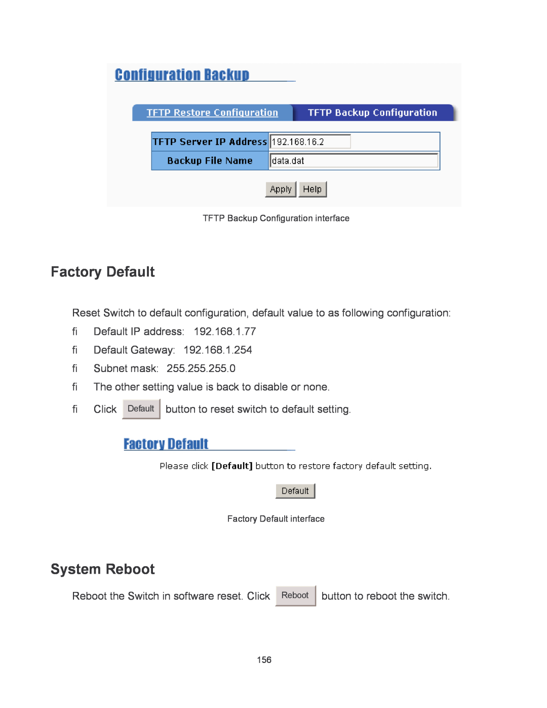 Transition Networks MIL-SM2401MAF manual Factory Default, System Reboot 