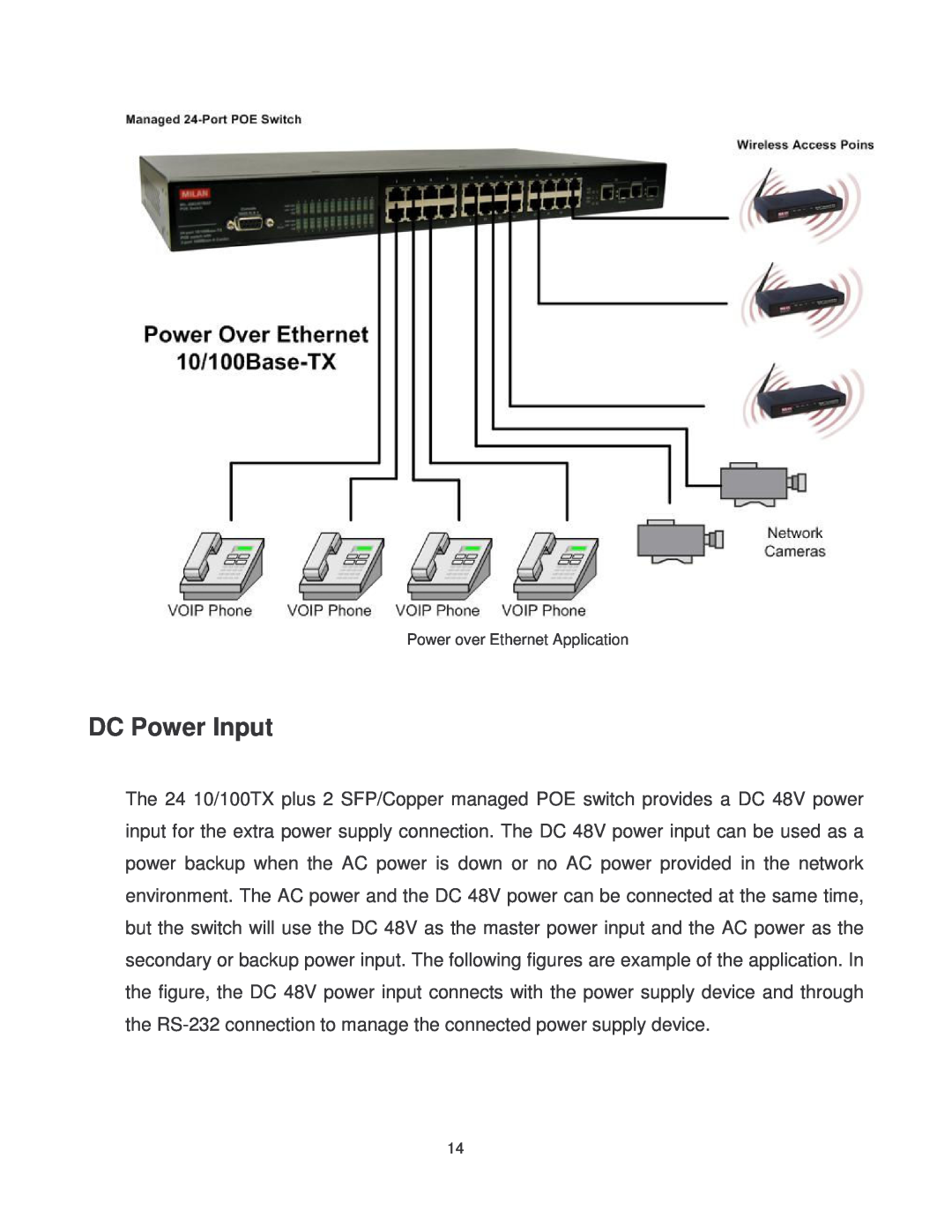 Transition Networks MIL-SM2401MAF manual DC Power Input, Power over Ethernet Application 