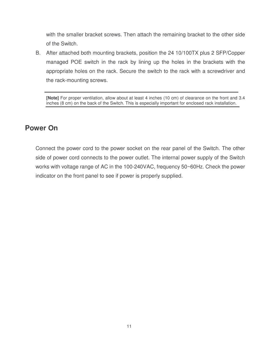 Transition Networks MIL-SM2401MAF manual Power On 