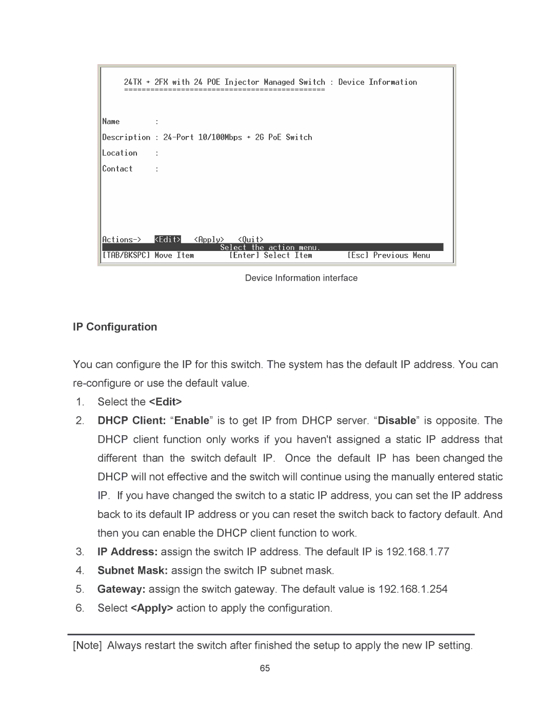 Transition Networks MIL-SM2401MAF manual IP Configuration 