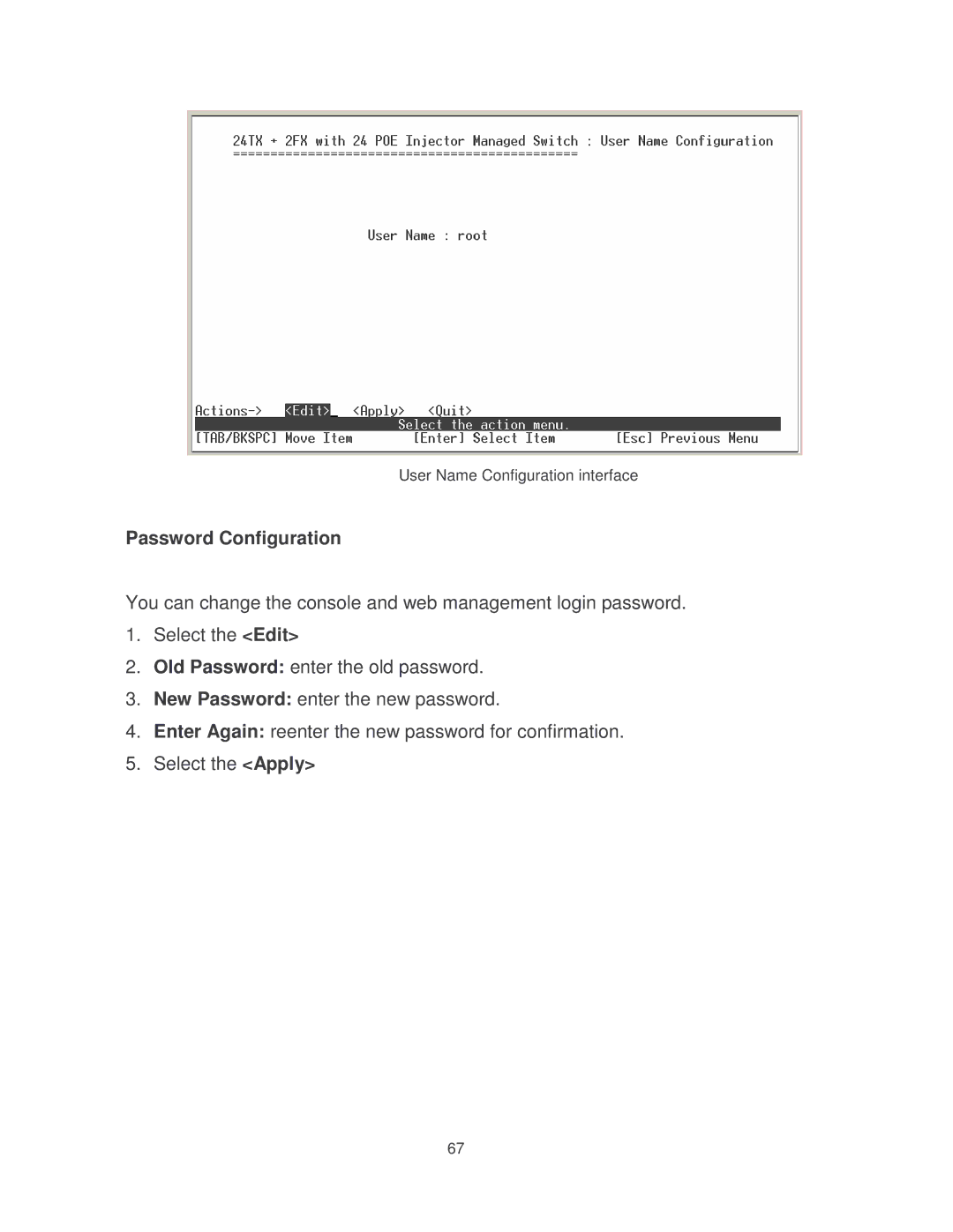 Transition Networks MIL-SM2401MAF manual User Name Configuration interface 