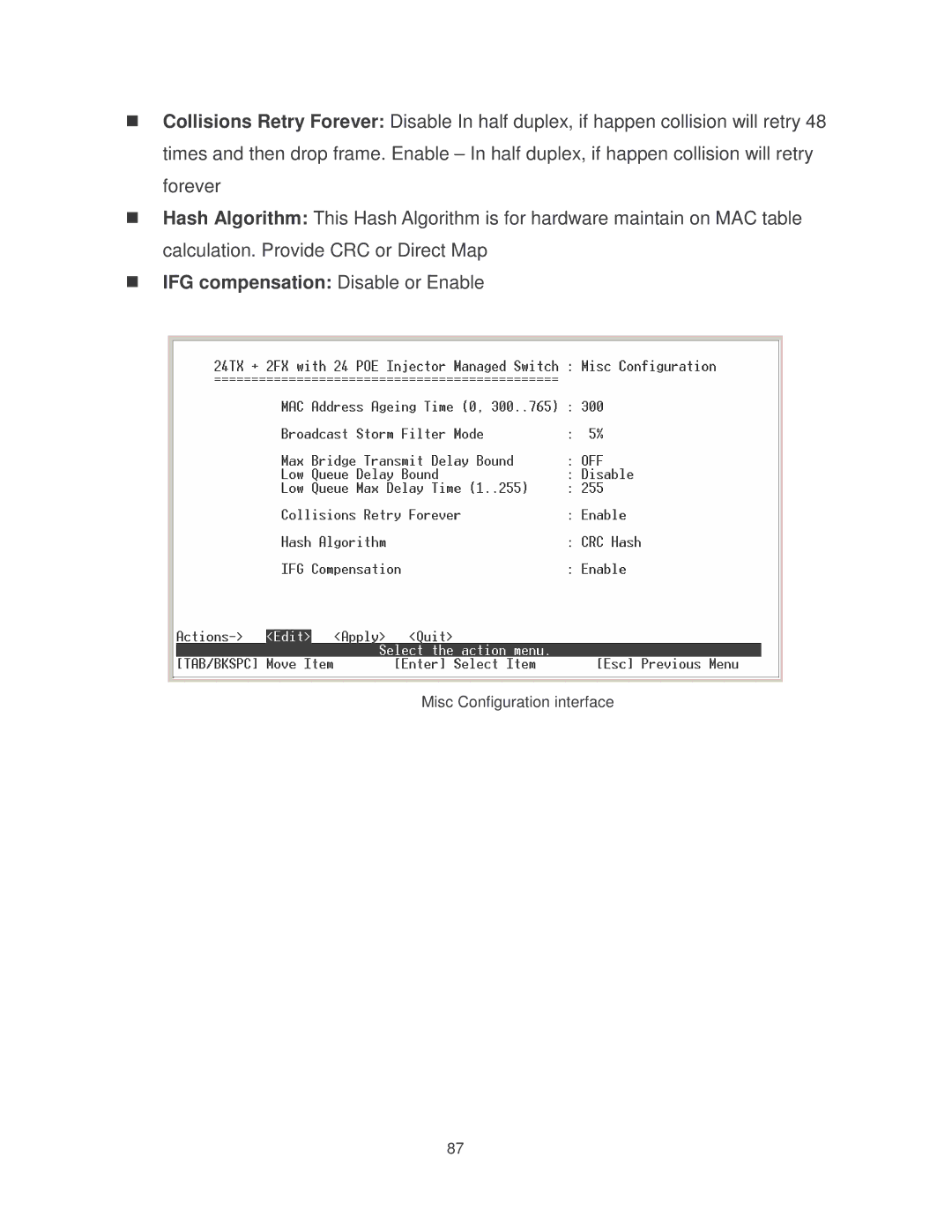 Transition Networks MIL-SM2401MAF manual Misc Configuration interface 