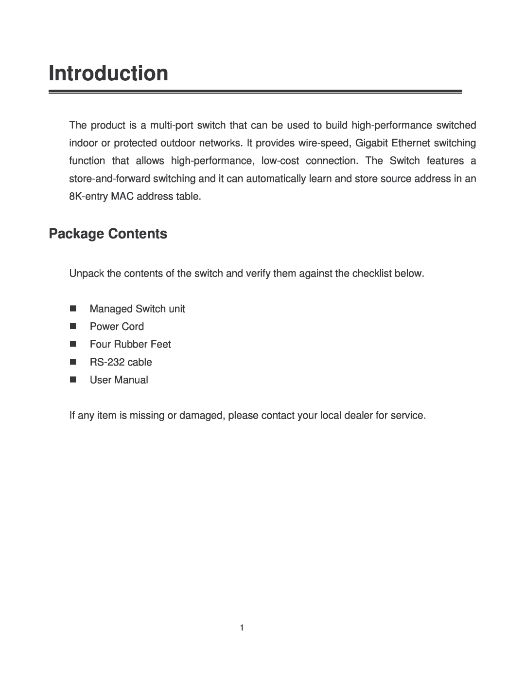 Transition Networks MIL-SM8002TG manual Introduction, Package Contents 