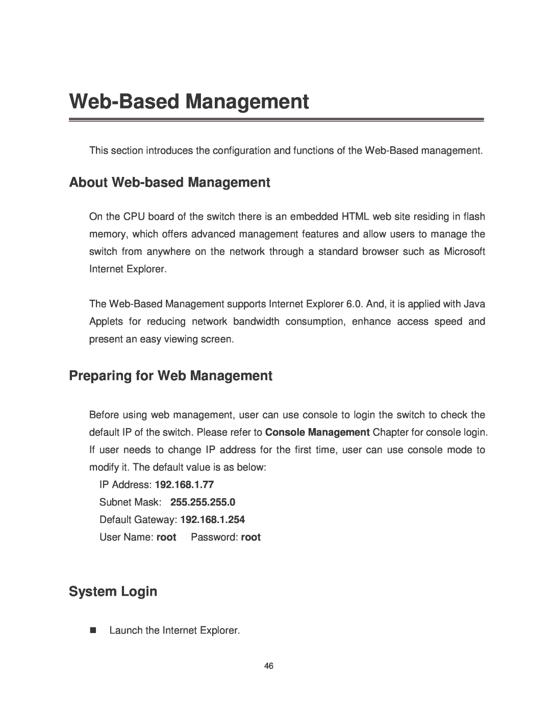 Transition Networks Web-Based Management, About Web-based Management, Preparing for Web Management, System Login 