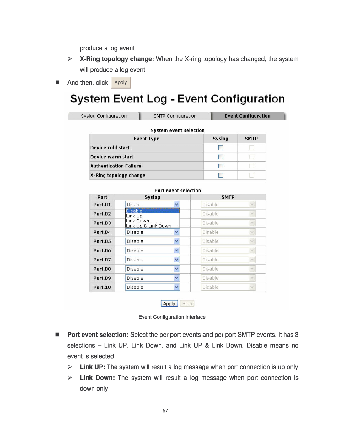 Transition Networks MIL-SM8TXAF2GPA, MIL-SM802GAF user manual produce a log event 