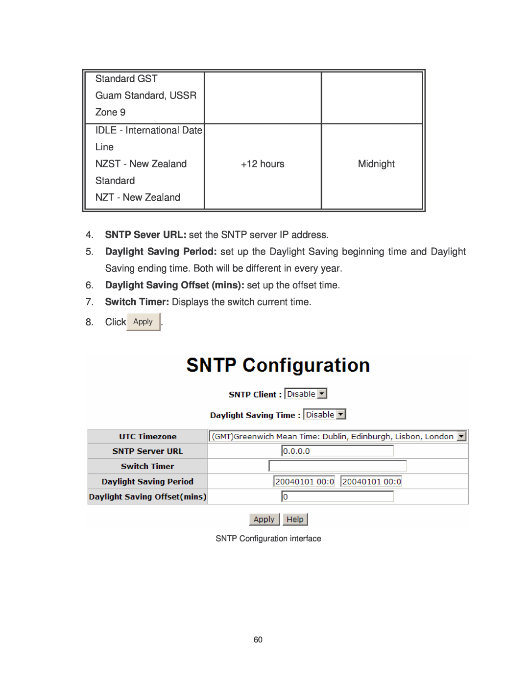 Transition Networks MIL-SM8TXAF2GPA, MIL-SM802GAF user manual SNTP Configuration interface 