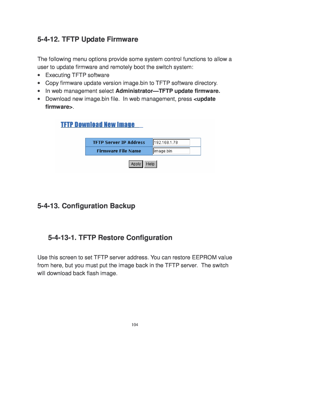Transition Networks MIL-SM808GPXX manual TFTP Update Firmware, Configuration Backup 5-4-13-1. TFTP Restore Configuration 