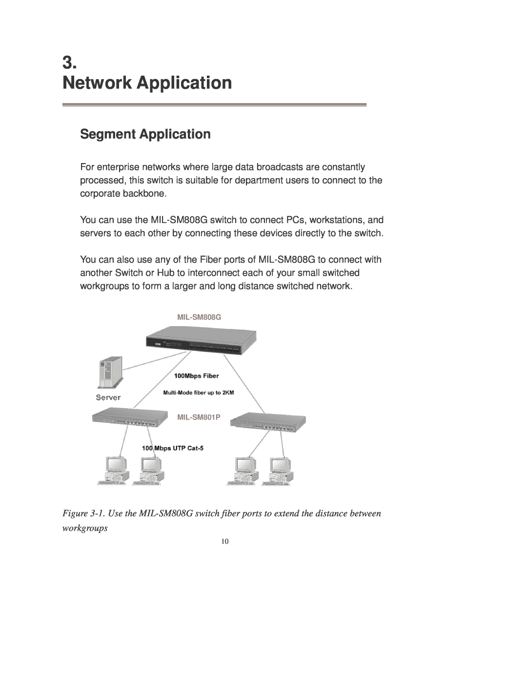 Transition Networks MIL-SM808GPXX manual Network Application, Segment Application 