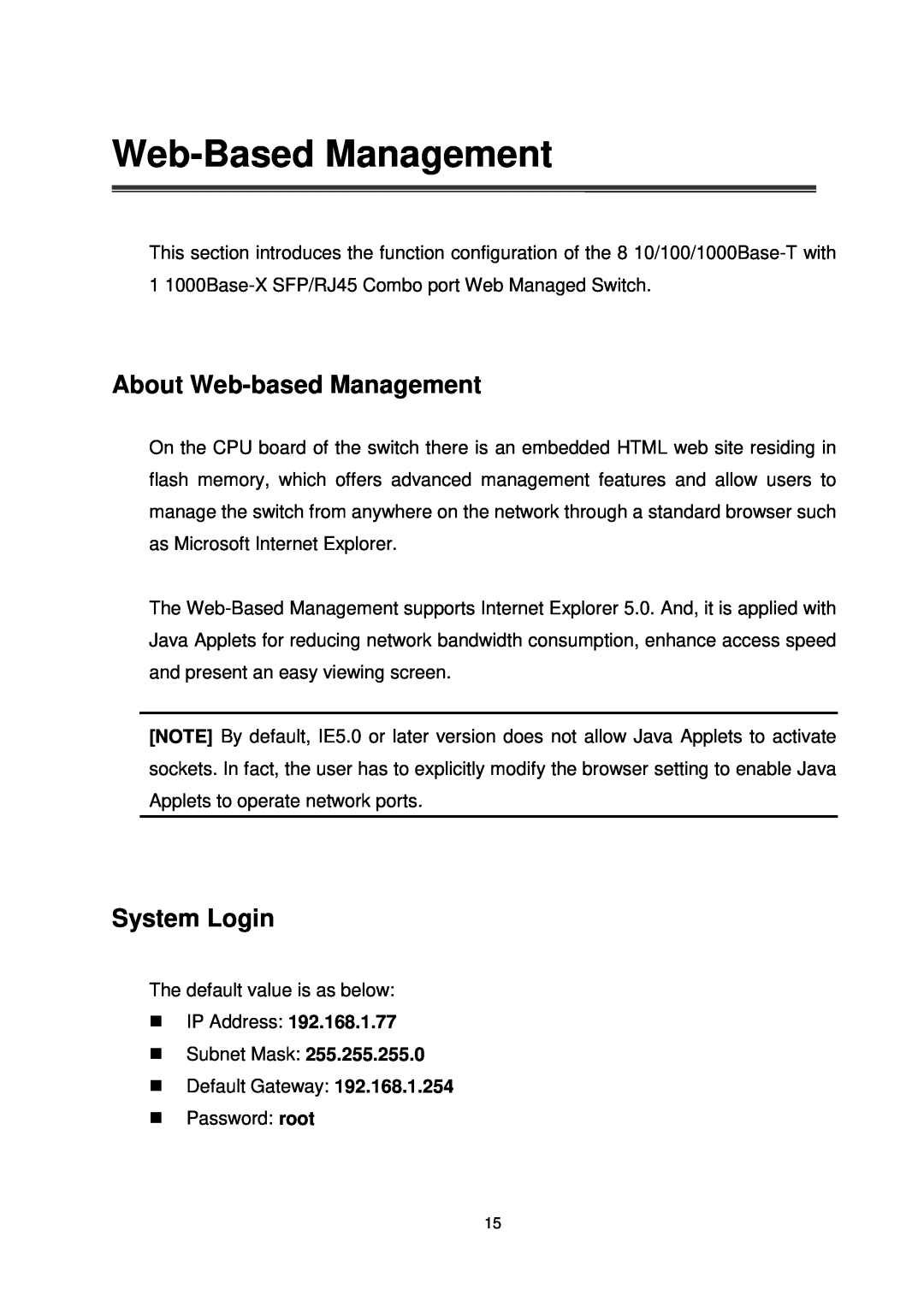 Transition Networks MIL-SW8T1GPA manual Web-Based Management, About Web-based Management, System Login 