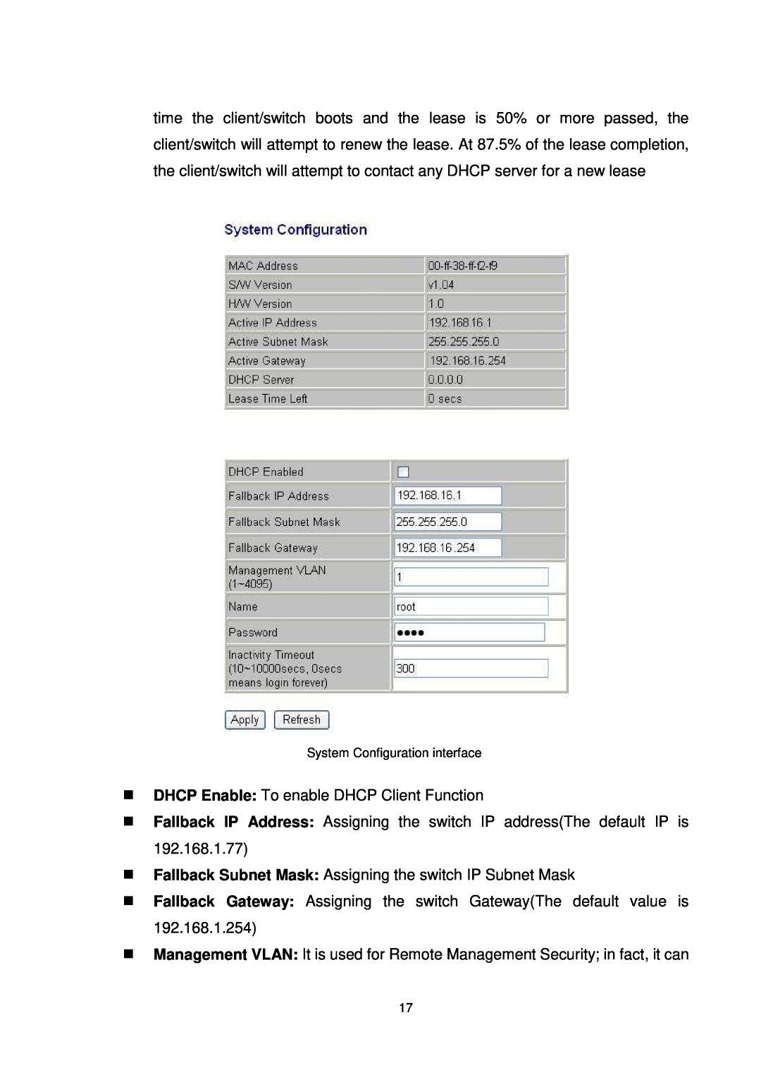 Transition Networks MIL-SW8T1GPA manual DHCP Enable To enable DHCP Client Function 