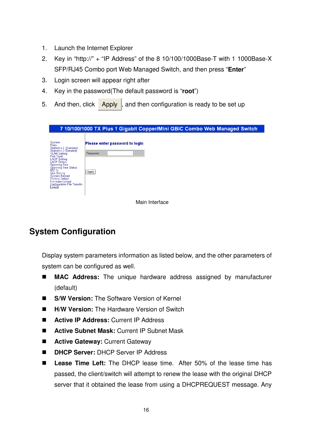 Transition Networks MIL-SW8T1GPA manual System Configuration, Active IP Address Current IP Address 