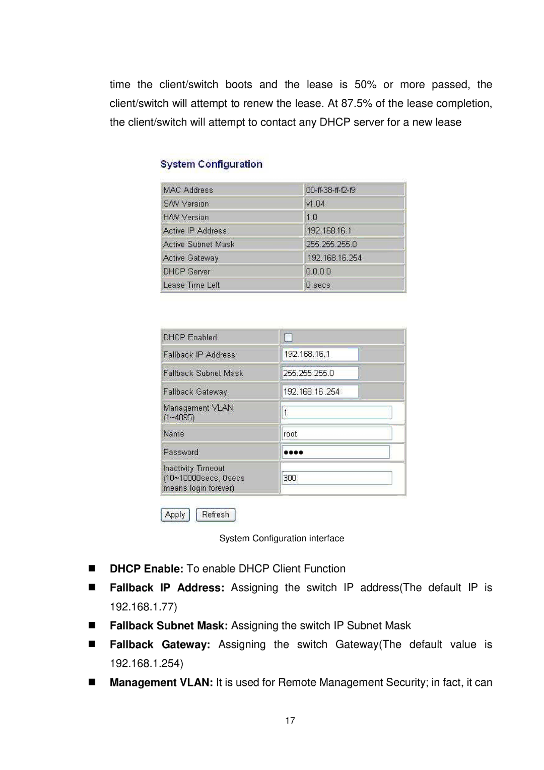 Transition Networks MIL-SW8T1GPA manual System Configuration interface 