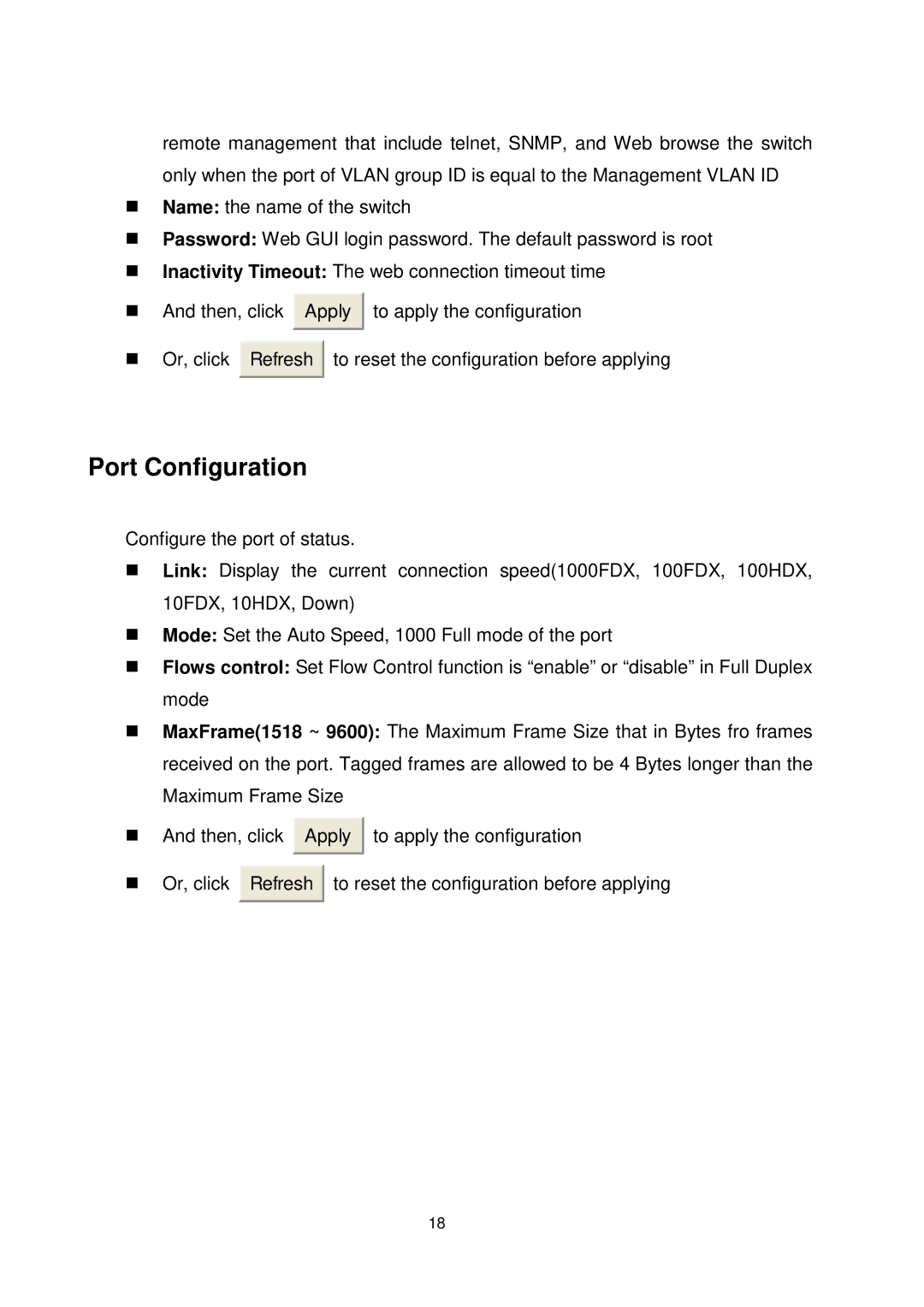 Transition Networks MIL-SW8T1GPA manual Port Configuration 