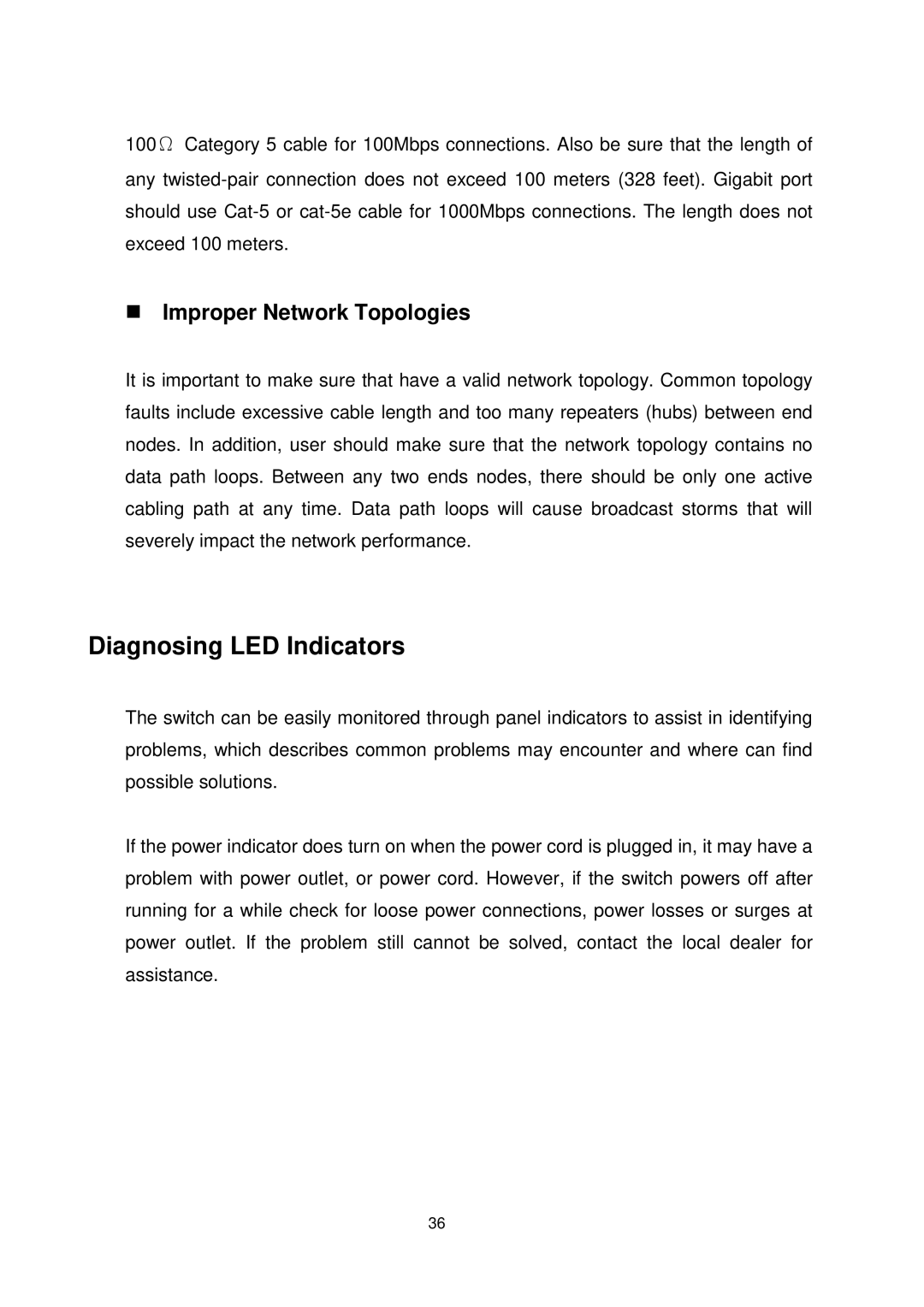 Transition Networks MIL-SW8T1GPA manual Diagnosing LED Indicators, Improper Network Topologies 