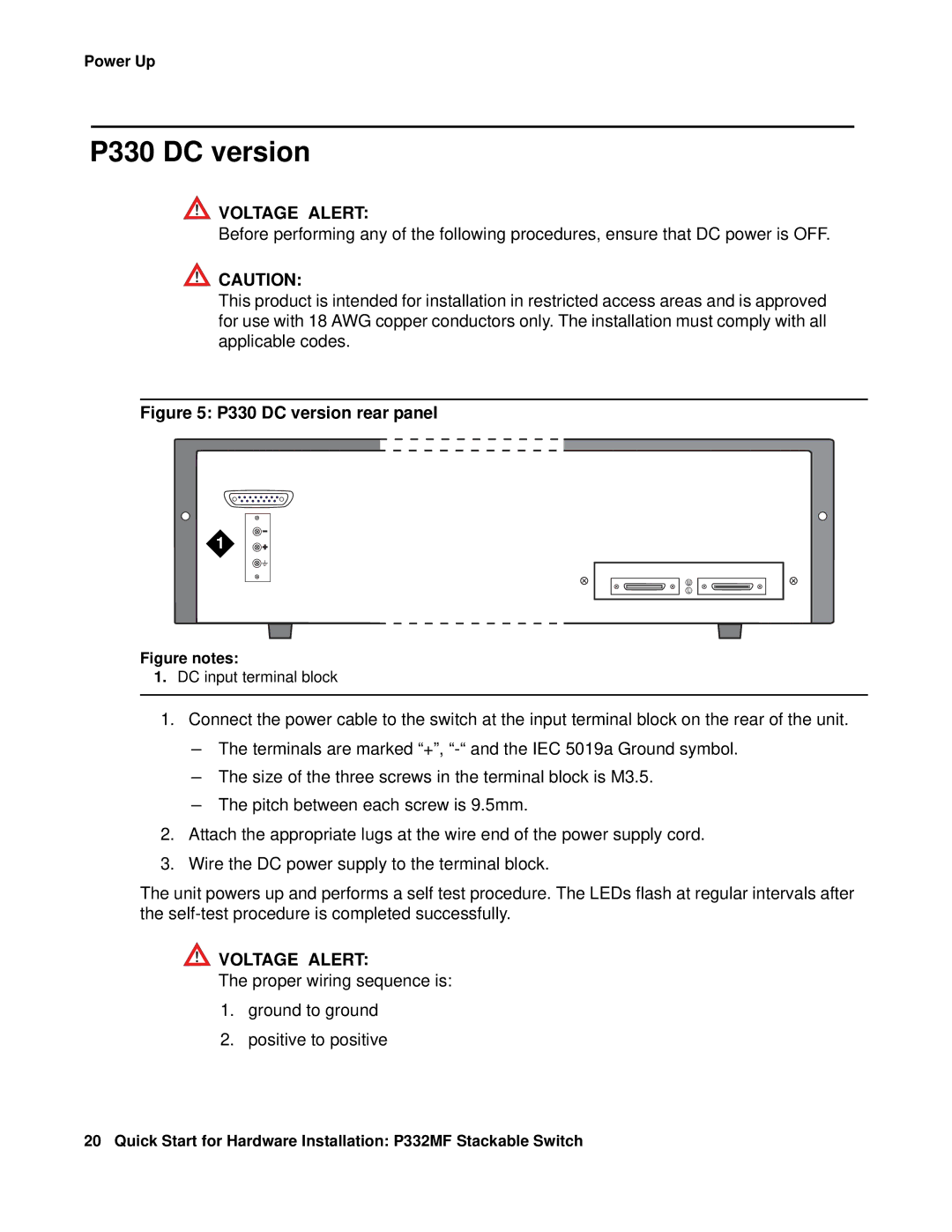 Transition Networks P332MF quick start P330 DC version rear panel 