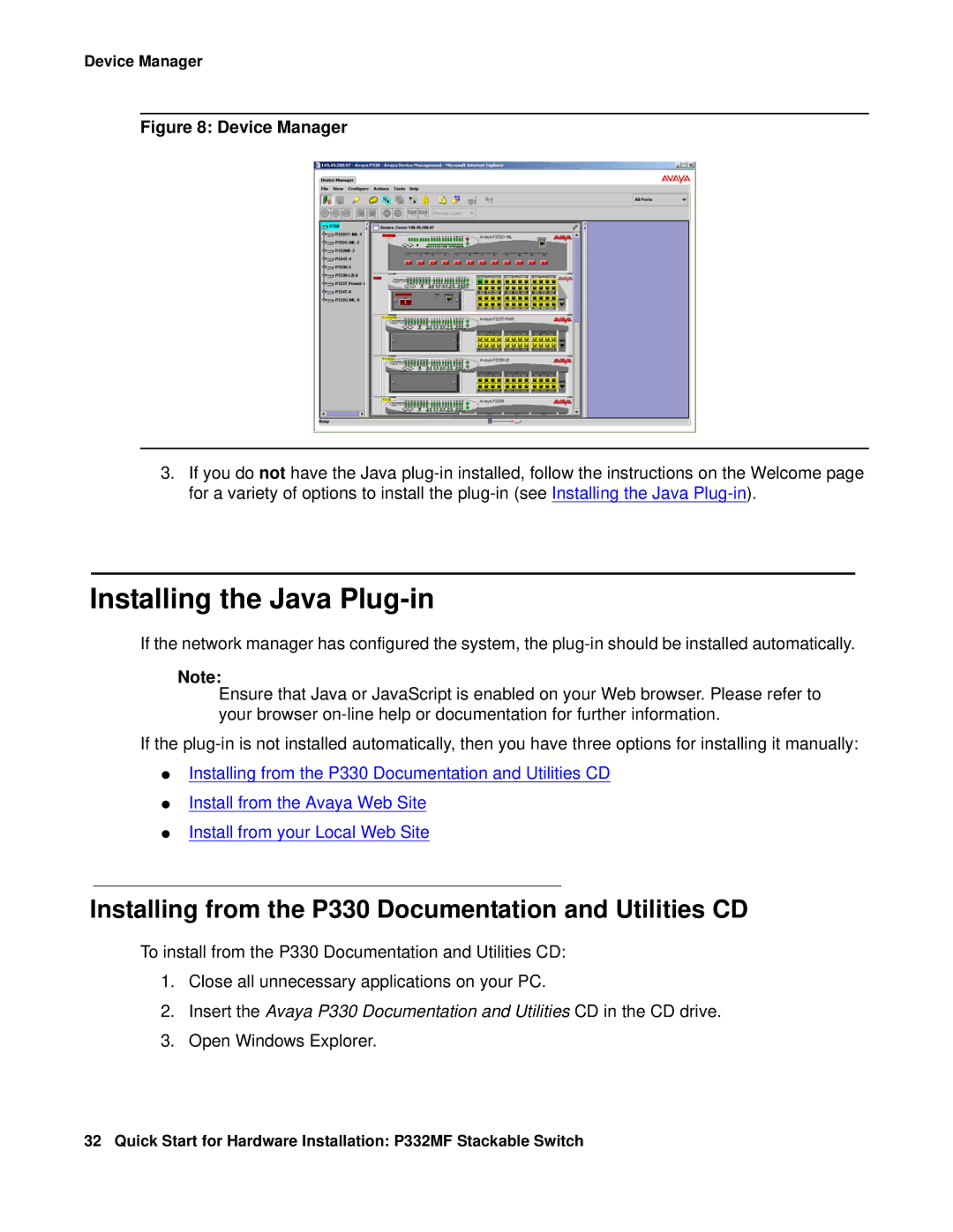 Transition Networks P332MF quick start Installing the Java Plug-in, Installing from the P330 Documentation and Utilities CD 