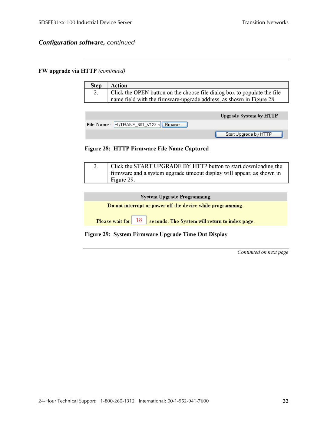 Transition Networks SDSFE31XX-100, RS-232-TO-100BASE-FX FW upgrade via Http Step Action, Http Firmware File Name Captured 