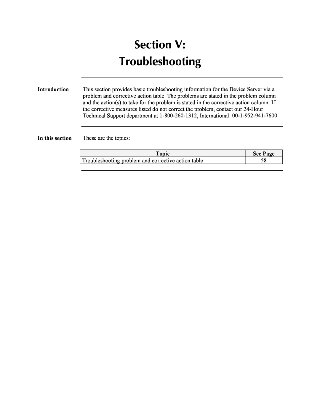 Transition Networks SDSFE31XX-100, RS-232-TO-100BASE-FX Section, Troubleshooting, Introduction, In this section, Topic 