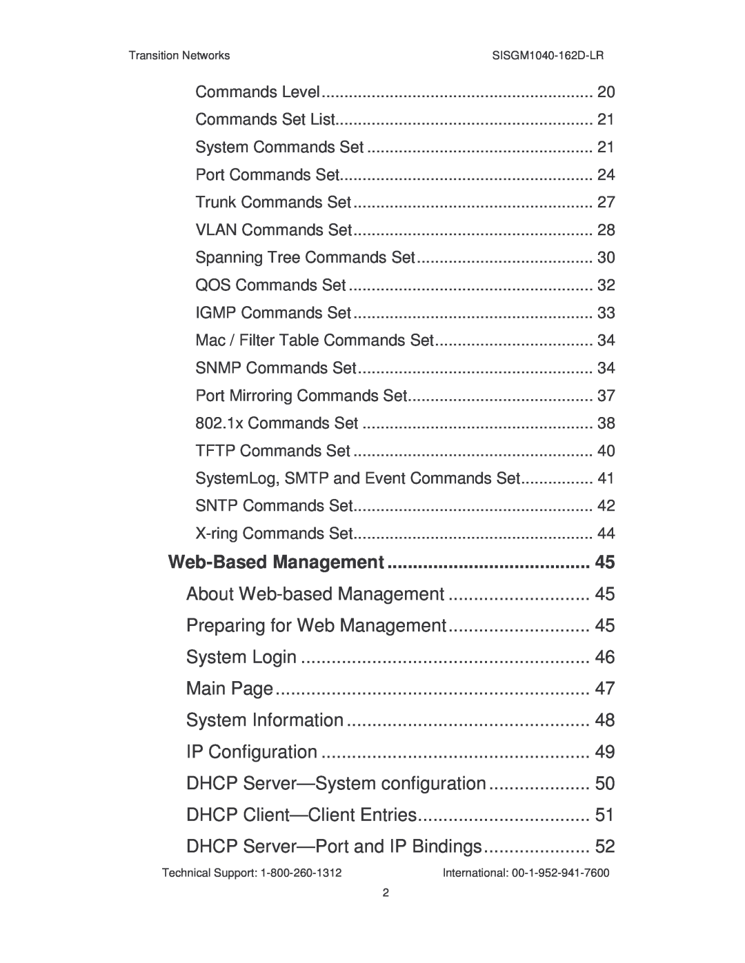 Transition Networks SISGM1040-162D manual About Web-based Management, Preparing for Web Management, System Login, Main Page 