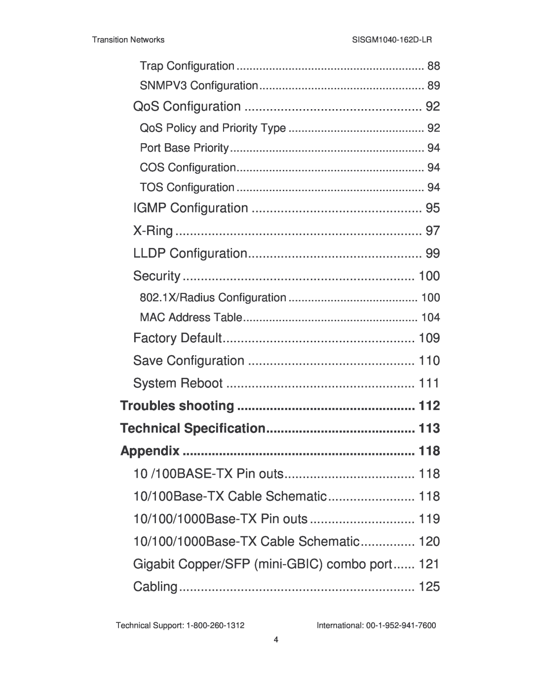 Transition Networks SISGM1040-162D manual QoS Configuration 