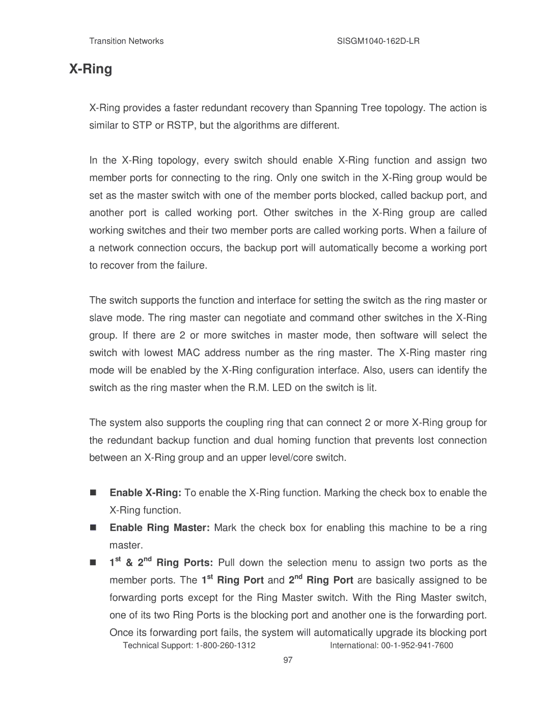 Transition Networks SISGM1040-162D manual Ring 