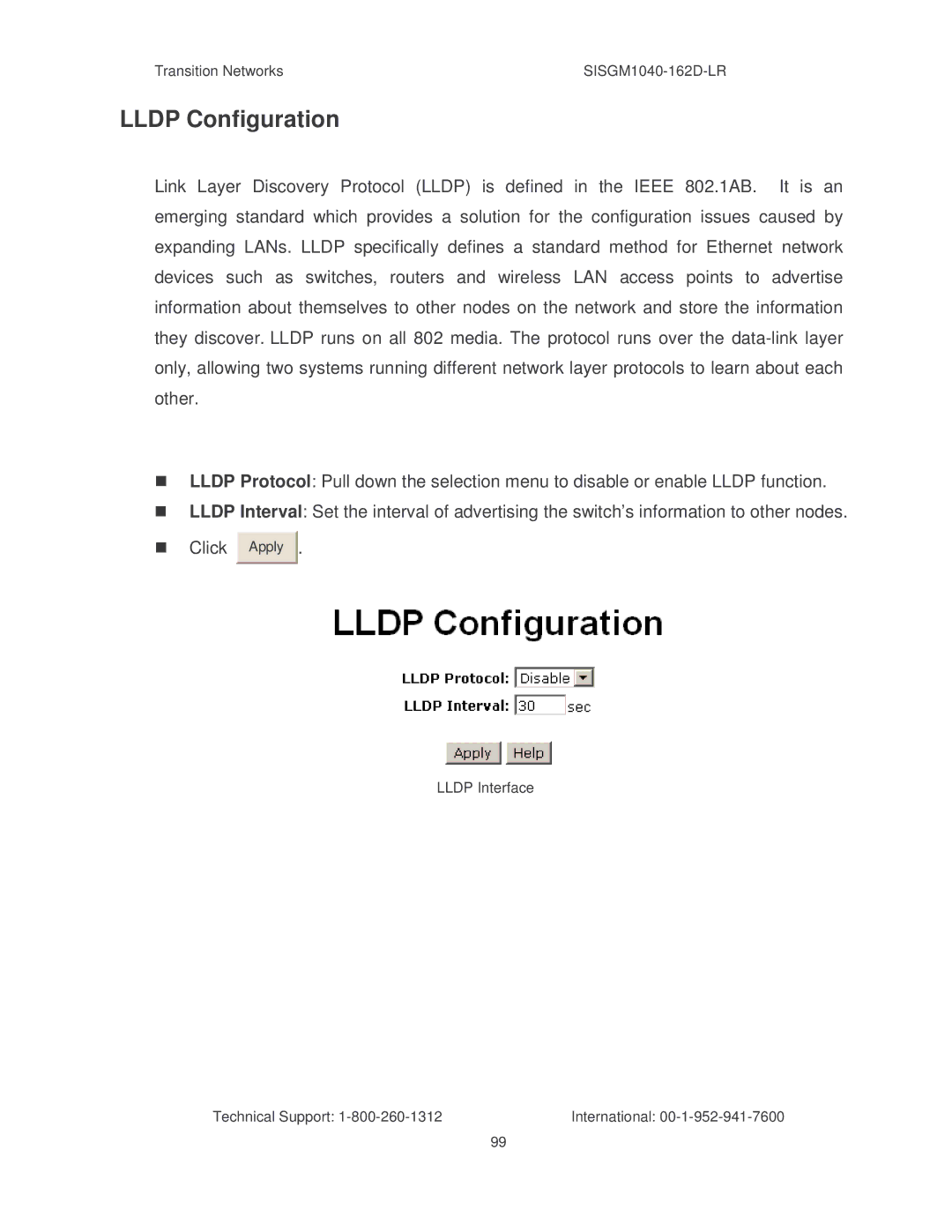 Transition Networks SISGM1040-162D manual Lldp Configuration 