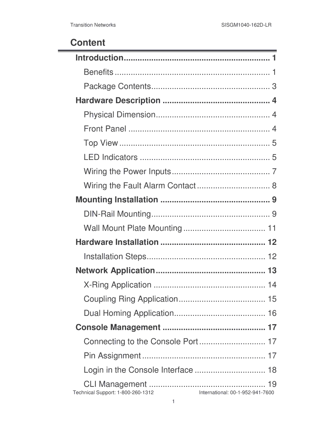 Transition Networks SISGM1040-162D manual Content, Connecting to the Console Port 