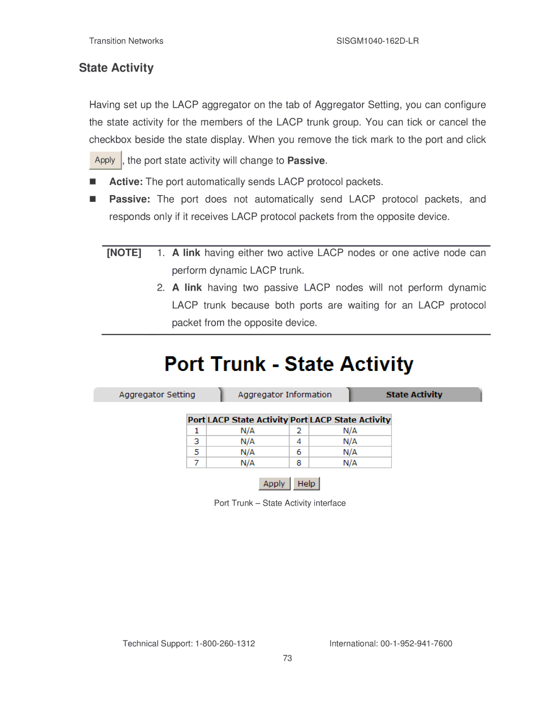 Transition Networks SISGM1040-162D manual State Activity, Port state activity will change to Passive 