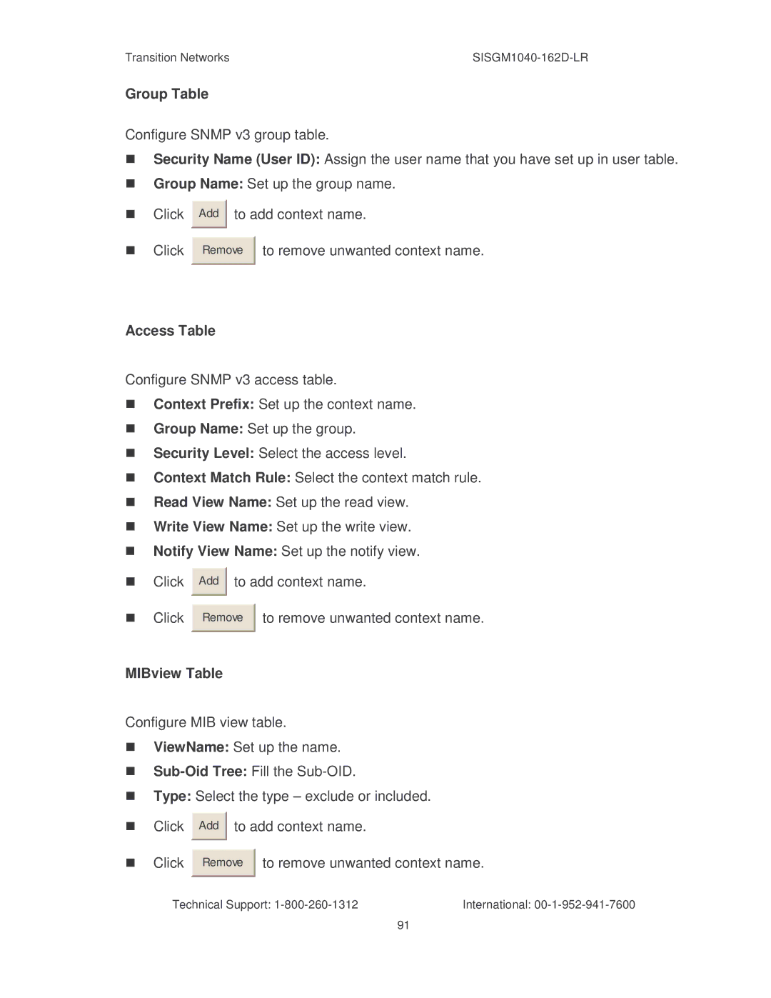 Transition Networks SISGM1040-162D manual To add context name Click 