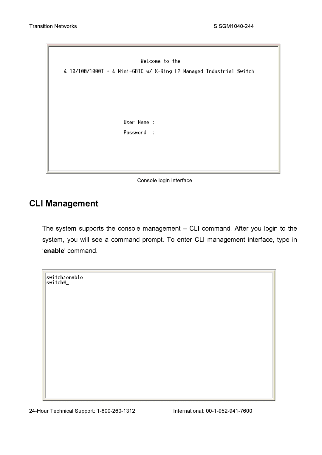 Transition Networks SISGM1040-244 user manual CLI Management 