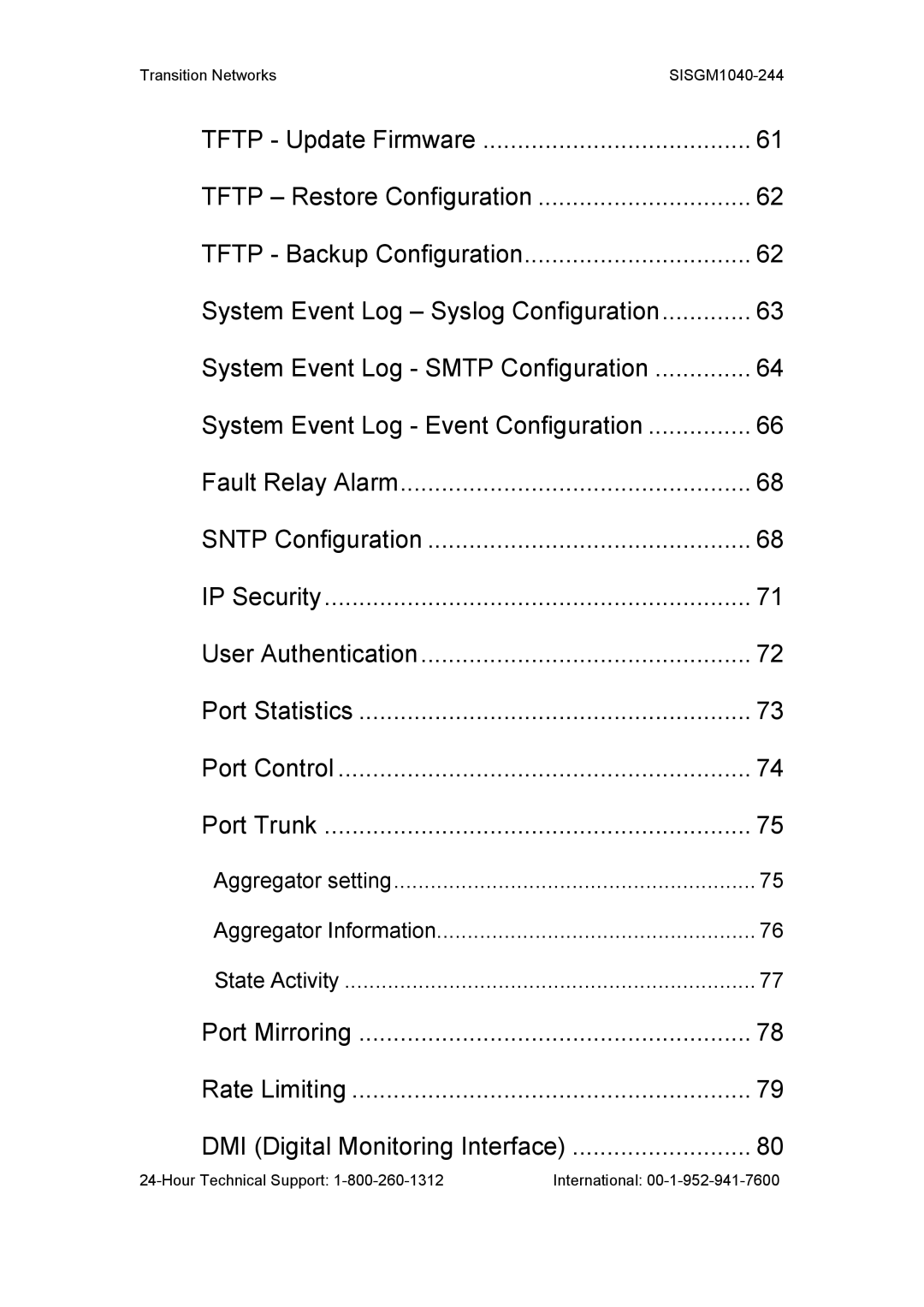 Transition Networks SISGM1040-244 user manual System Event Log Syslog Configuration 