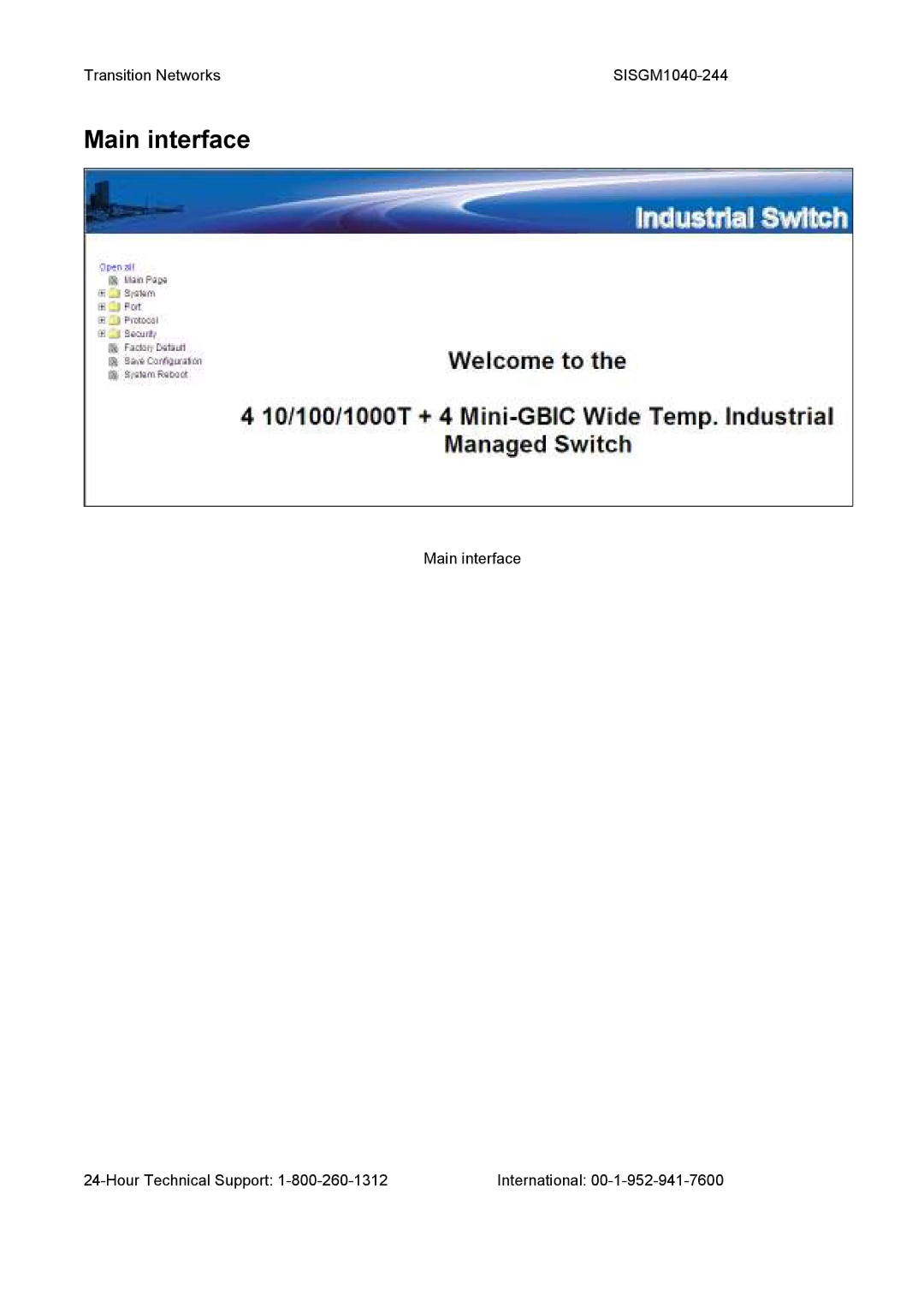 Transition Networks SISGM1040-244 user manual Main interface 