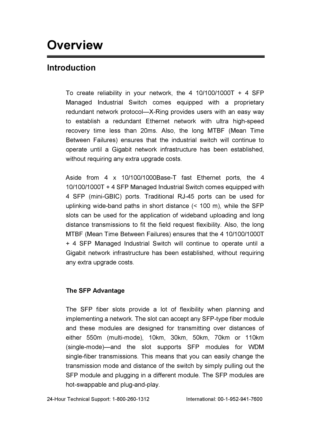 Transition Networks SISGM1040-244 user manual Introduction, SFP Advantage 