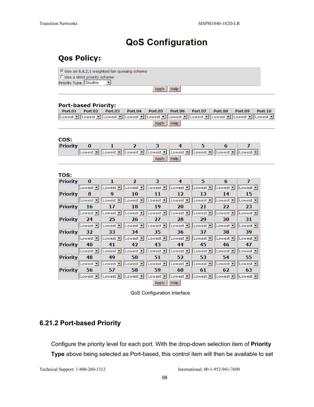 Transition Networks SISPM1040-182D user manual Port-based Priority 