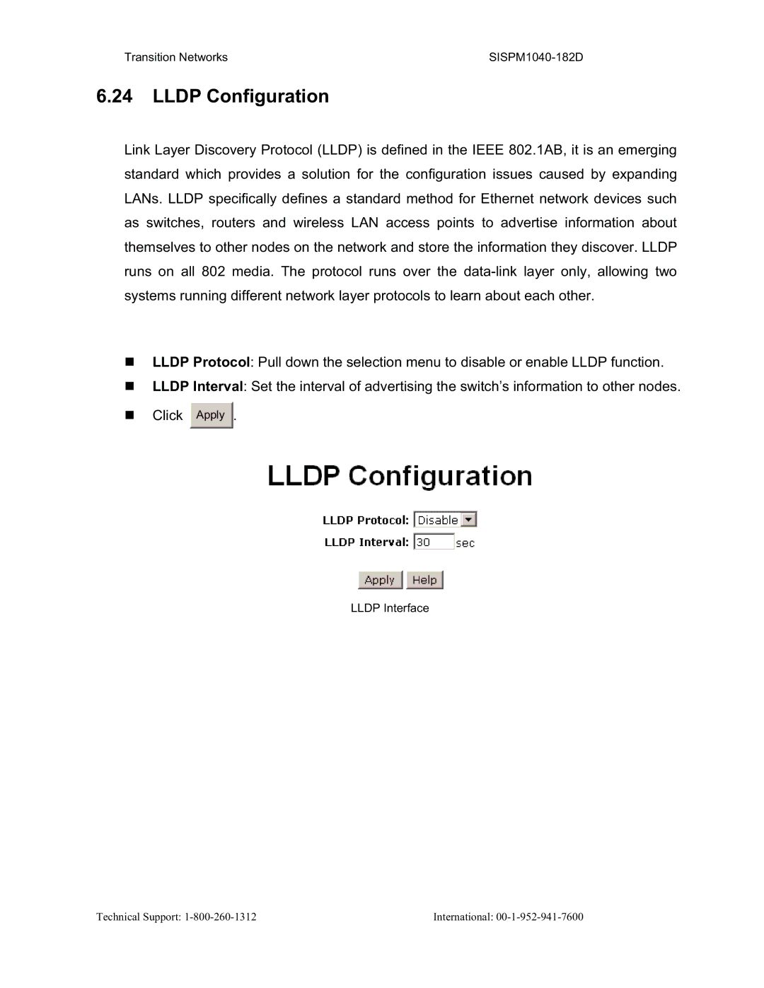 Transition Networks SISPM1040-182D user manual Lldp Configuration 