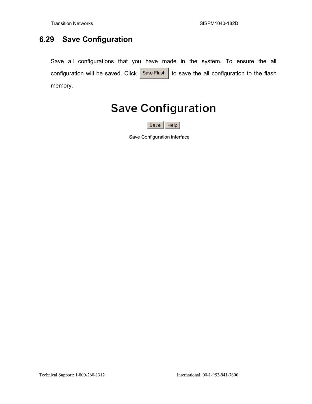 Transition Networks SISPM1040-182D user manual Save Configuration 