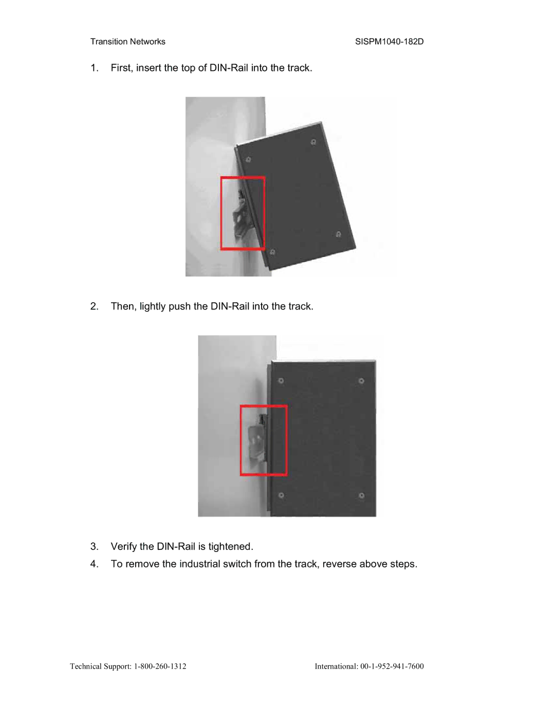 Transition Networks SISPM1040-182D user manual Transition Networks 