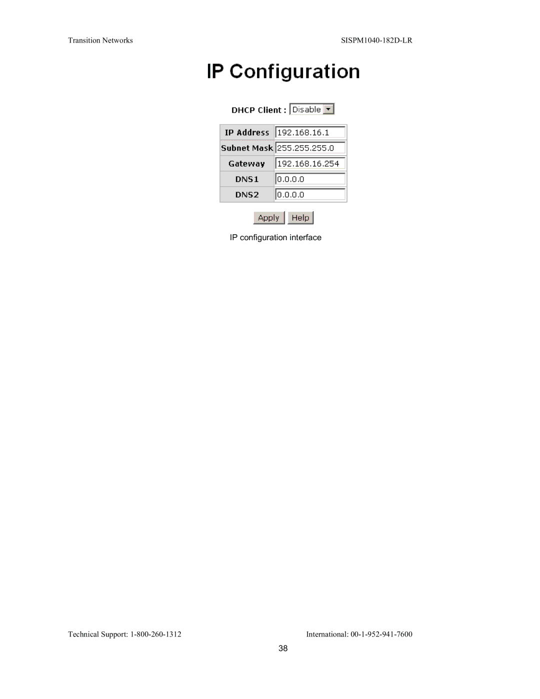 Transition Networks SISPM1040-182D user manual IP configuration interface 