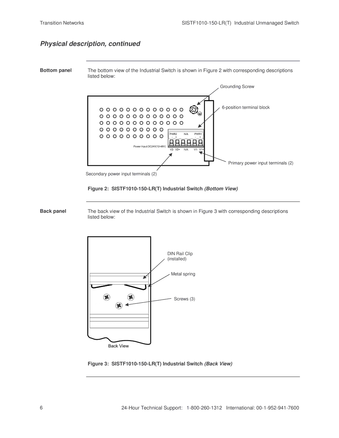 Transition Networks SISTF1010-150-LR(T) installation manual Physical description 