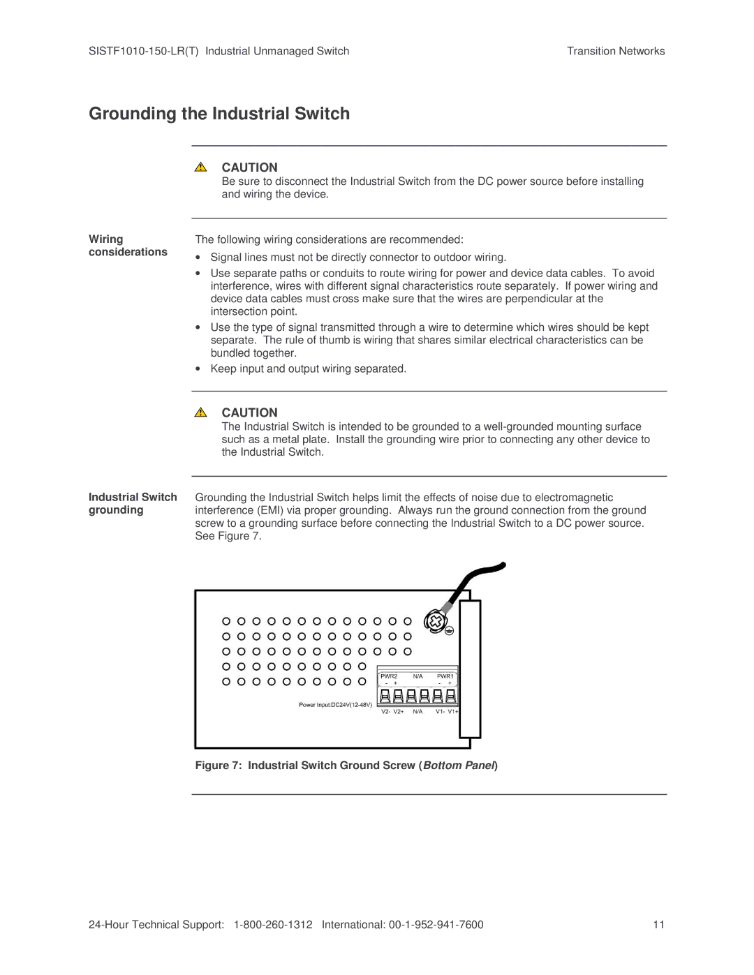 Transition Networks SISTF1010-150-LR(T) installation manual Grounding the Industrial Switch 