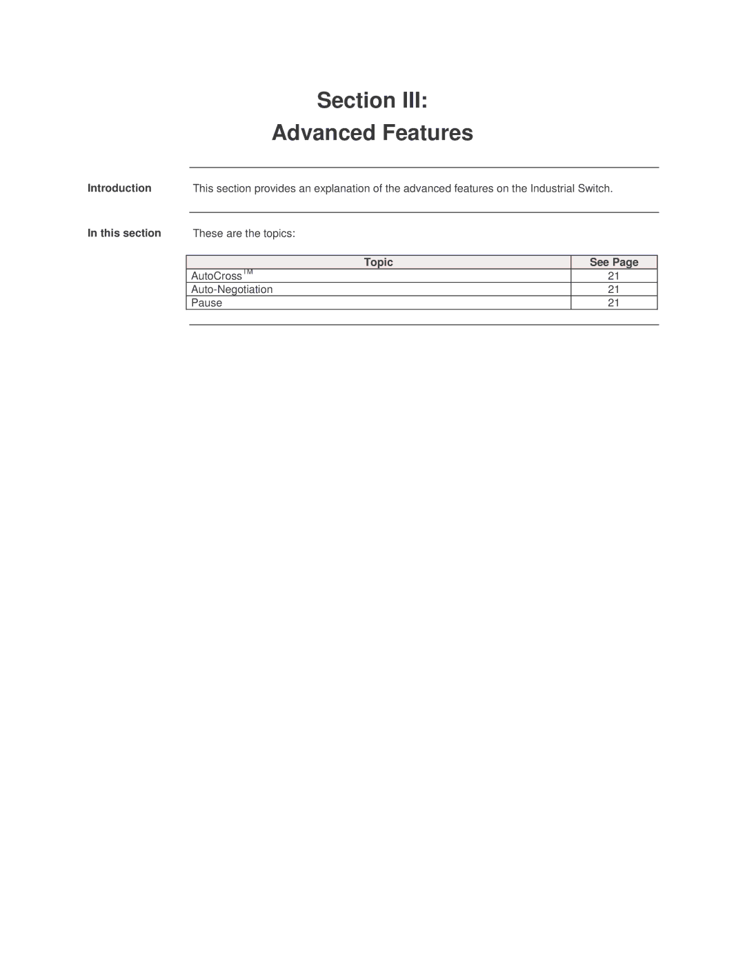 Transition Networks SISTF10xx-141-LR(T) installation manual Section Advanced Features 