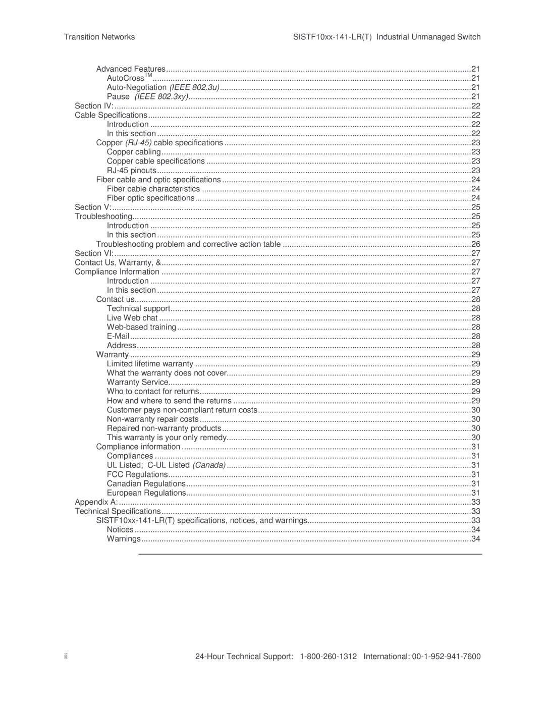 Transition Networks SISTF10xx-141-LR(T) installation manual Transition Networks SISTF10xx-141-LRT 