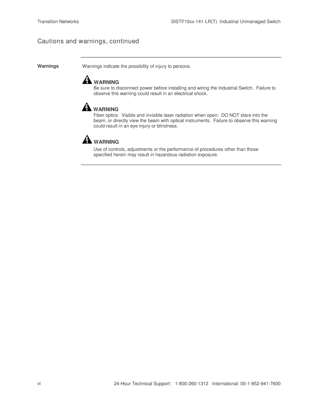 Transition Networks SISTF10xx-141-LR(T) installation manual Transition Networks 