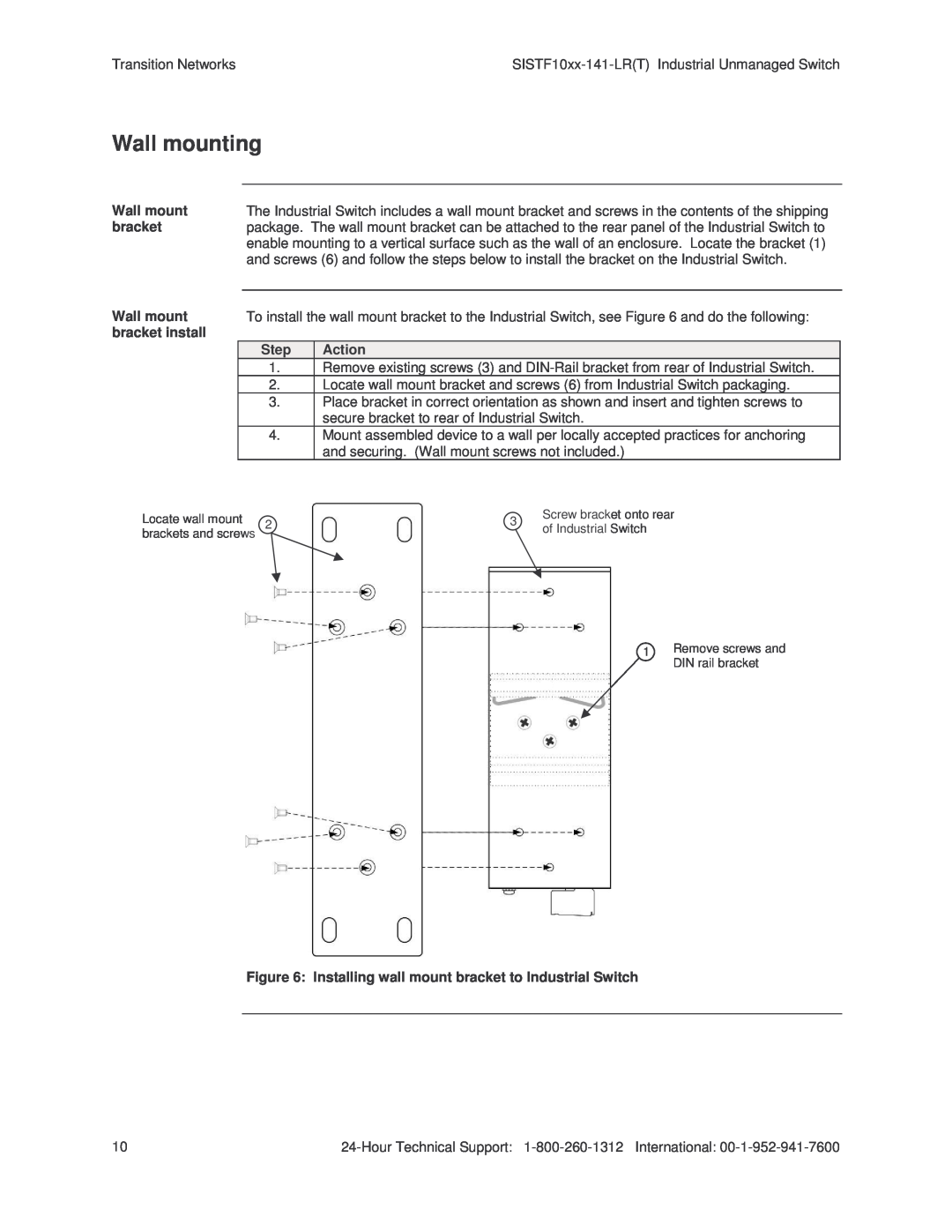Transition Networks SISTF10xx-141-LR(T) installation manual Wall mounting 