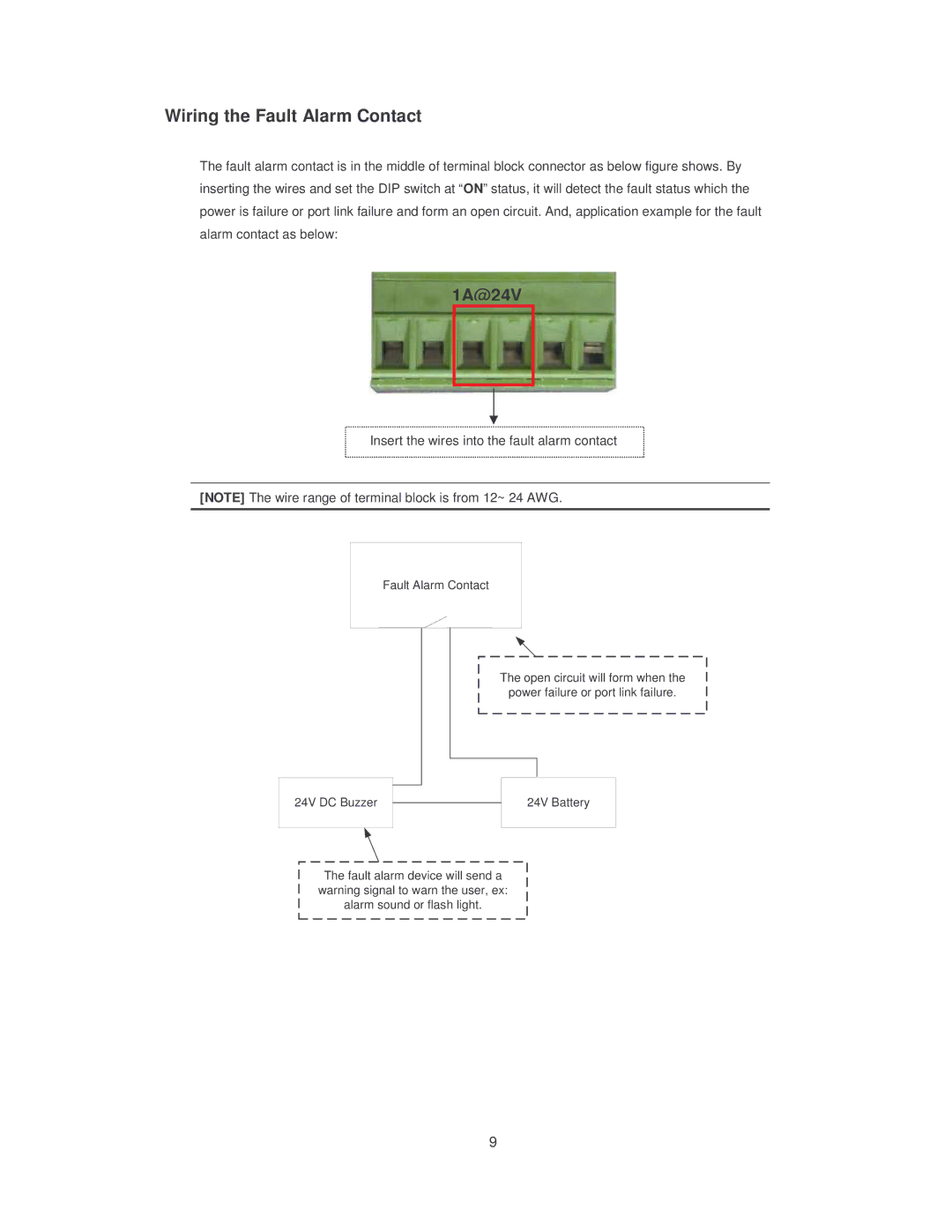 Transition Networks SISTM10XX-162-LR installation manual Wiring the Fault Alarm Contact, 1A@24V 