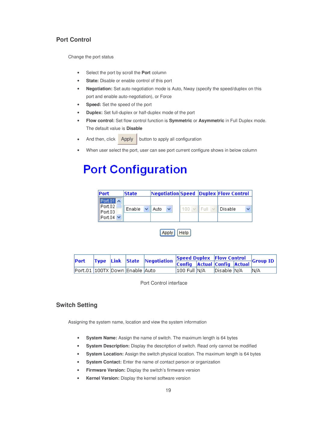 Transition Networks SISTM10XX-162-LR installation manual Port Control, Switch Setting 